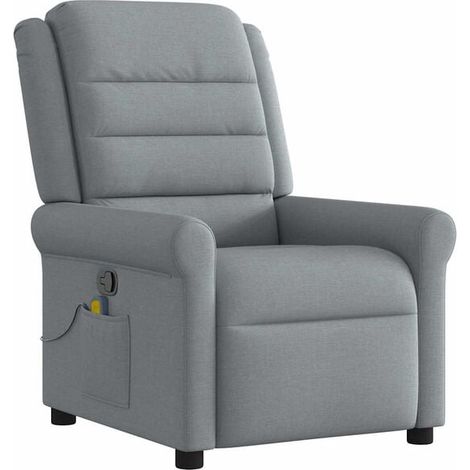Chaise de massage ergonomique en tissu gris clair – Fonction chauffage, vibration et rouleaux cervicaux – Idéale pour détente quotidienne à domicile (1/5)