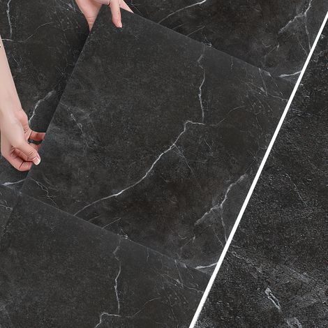 Randaco Pavimenti adesivi in PVC Vinile 33 pezzi 30cm x 30cm, ca. 3 m², carta da parati impermeabile nero marmo in PVC autoadesivo