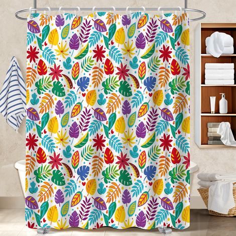 Rideau de douche tissu polyester 180x180 montage sans perçage protection douche pour se sentir en vacances chez soi (1/5)