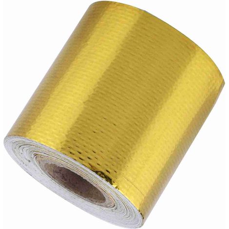 Ruban adhésif aluminium 5m x 5cm pour protection thermique réfléchissante, isolation voiture, feuille dorée, résistant à la chaleur, auto-adhésif, réparation carrosserie. (1/5)