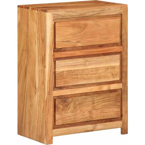 Cassettiera 55 x 33 x 75 cm ampio spazio di archiviazione design contemporaneo ingresso legno massello di acacia marrone miele 020056676