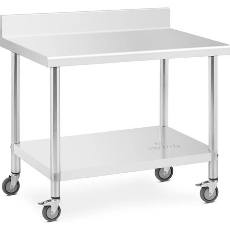 Tavolo da lavoro in acciaio inox premium 70 x 100 cm 155 kg alzatina acciaio inossidabile argentato 140010024