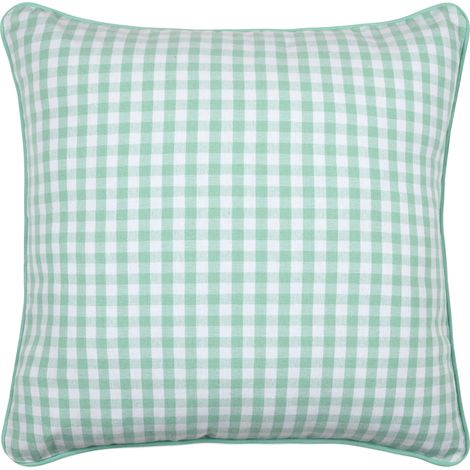 Coussin décoratif motif vichy en polycoton Vert 45x45 cm (1/4)