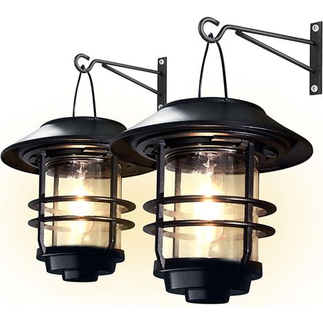 2 pièces solaire suspendu lanterne lumière étanche solaire applique murale luminaire mural solaire extérieur appliques décoratives (1/5)