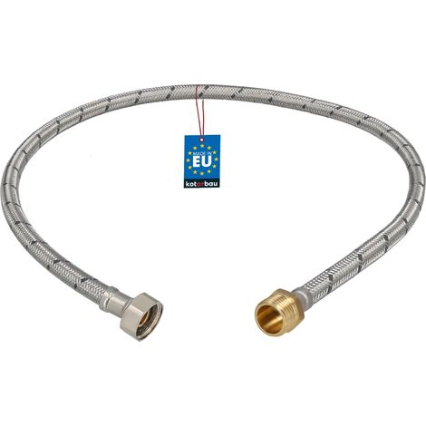 KOTARBAU® Flexible Robinet 1/2" x 1/2" - Flexible Eau - Tuyau Robinet 90 cm - Mâle x Femelle - Rallonge Robinet Cuisine Flexible - Acier Inoxydable - Tuyau Flexible Plomberie (1/4)