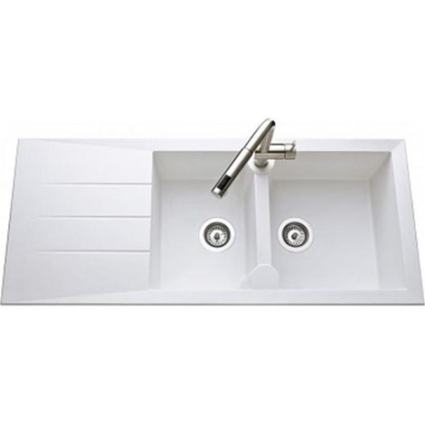 Évier de cuisine Naturalite MAJORQUE - L 1160 x l 500 mm x P 210 - Blanc - Aquatop (1/3)