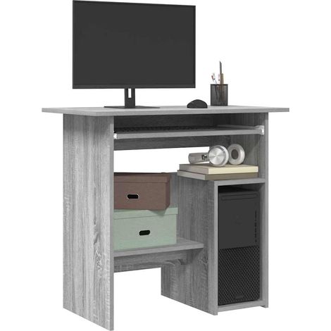 vidaXL Escritorio de madera contrachapada gris Sonoma 80x45x74 cm (1/5)