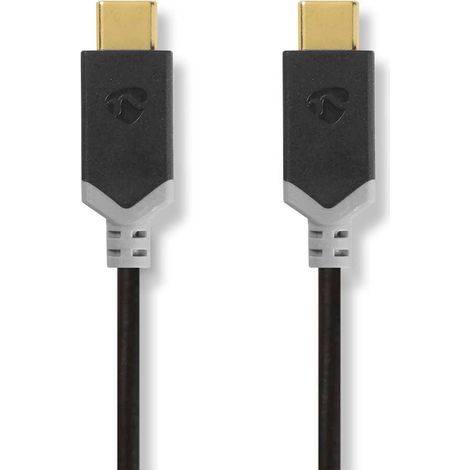 Cable usb usb 32 generacion 1 usb c macho usb c macho 60w 4k60hz 5 gbps chapado en oro 200 metros redondo pvc negro caja