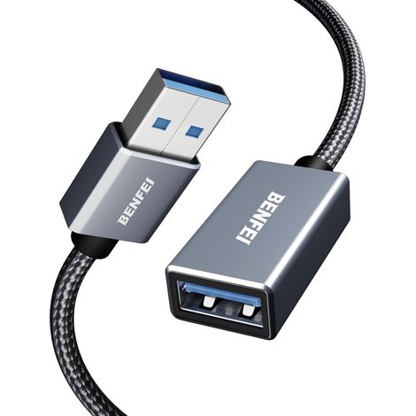 Câble d'extension USB 3.0 1M, tressé en nylon Compatible avec Webcam, caméra, téléphone, hub USB, souris, clavier, imprimante, disque dur, casque d'écoute (1/5)