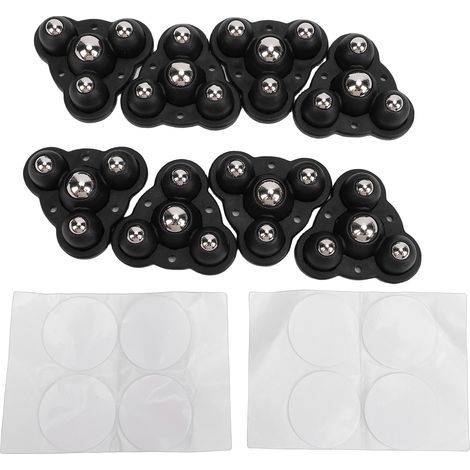 8 pièces mini roulettes auto-adhésives rouleaux mobiles pour boîte de rangement de meubles poubelle triangulaire rotative à 360 degrés 4 perles en acier inoxydable (1/5)