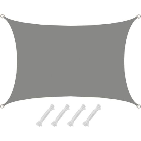 UPF50+ Voile d'ombrage UV 2x3 m en polyester rectangle, hydrofuge, gris – protection solaire extérieure – ACKERMAN (1/5)