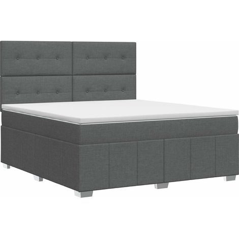 Lit boxspring avec matelas Gris foncé 160 x 200 cm Tissu vidaXL
