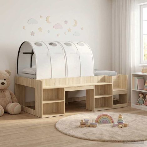 vidaXL Letto con Tunnel con lo scaffale 3 pz Rovere Sonoma e Bianco (1/5)