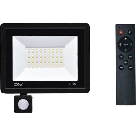 200-W-LED-Außenstrahler mit Bewegungsmelder, 72 superhelle, kaltweiße LEDs (6500 K, 16000 lm), IP66 wasserdicht, mit Sensor für Garten, Terrasse und Garage (1/4)