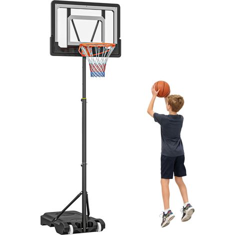 Panier de Basket sur Pied Réglable 160-210 cm Structure Acier Panneau PE Base à Roues Extérieur (1/5)