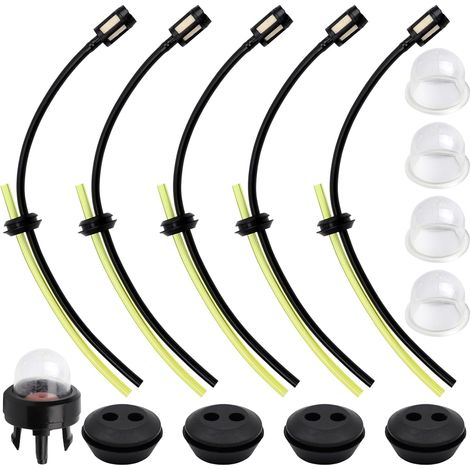 5 Ensembles - Filtre à Essence - Durite de Carburant - Kit Universel avec Poire d'Amorçage pour Moteurs Thermiques Noir 100cm (1/5)