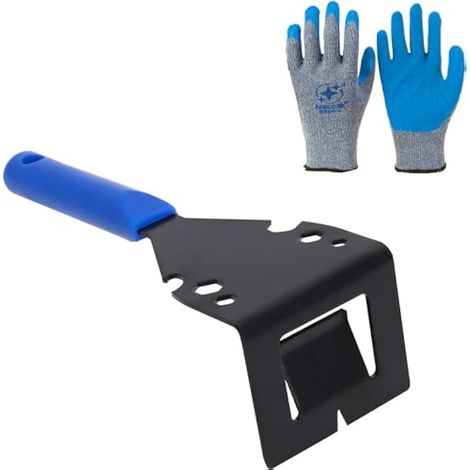 Barre à clous et levier, outil de retrait de plinthe pour sols bois, cadres de porte, avec gants de travail, bleu