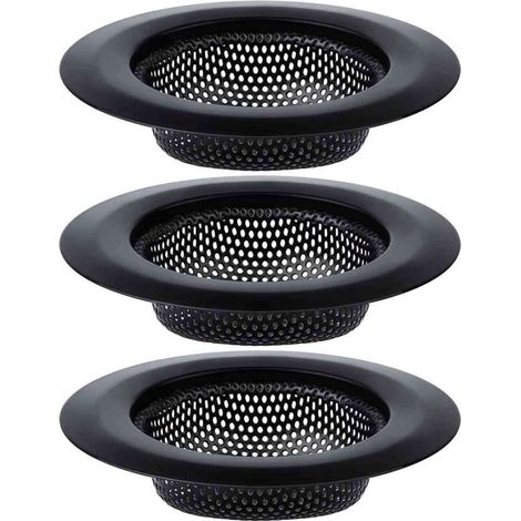 Passoire d'évier de cuisine, passoire en acier inoxydable, compatible lave-vaisselle, noire, lot de 3
