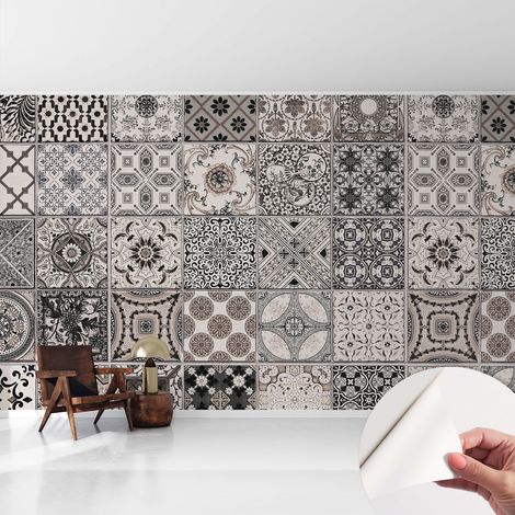 Papier peint adhésif décoratif avec colle pour salon chambre et bureau Installation rapide Motifs de carrelage 416x254 cm (1/5)