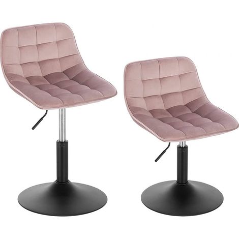 Set 2 Sgabelli girevoli dal telaio nero opaco e seduta in velluto vari colori colore : rosa (1/4)