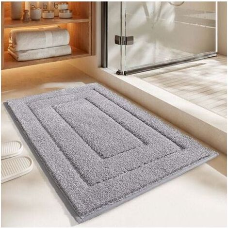 (Gris,40x60cm)Tapis De Bain Antidérapant,Tapis Salle Bain Moelleux en Microfibre,Absorbant l'eau,Lavable en Machine,Extra Epais Tapis de Douche pour Salle de Bain (1/4)