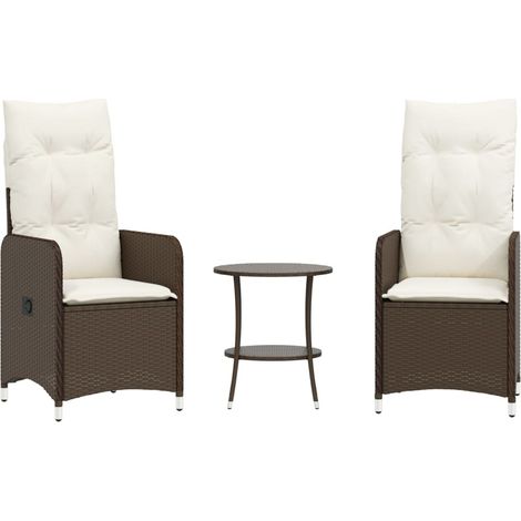 Maison Exclusive - Outdoor-Lehnstühle 2 Stk. mit Tisch Braun Poly
