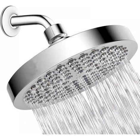 15cm Shower Head - 304 Stainless Steel High Pressure Round Shower Head for Comfortable Low Water Pressure Shower - Wall or Ceiling Mounted (Chrome) (1/5)