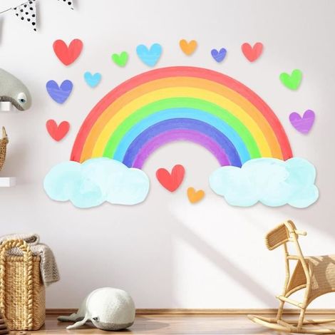 Wandaufkleber Regenbogen – PVC 30x20 cm – Kinderzimmer-Dekoration – Leuchtender Aufkleber
