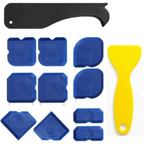 Lot de 12 pièces joint silicone, silicone, raclette silicone, lisseur joint silicone, pour le lissage des joints, grattoirs pour joints en silicone et acrylique (1/4)