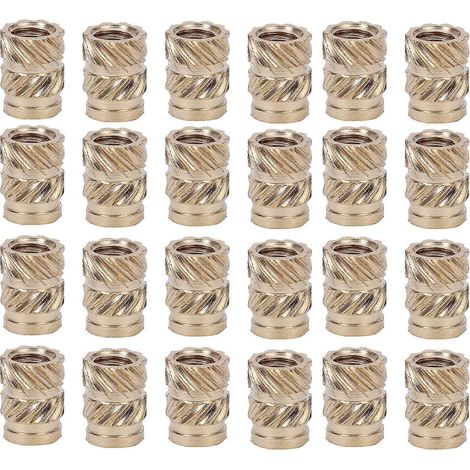 100 écrous à sertir résistants à la chaleur, écrous à ancrage en cuivre, écrous moletés filetés-0.4x0.3cm-Golden (1/4)