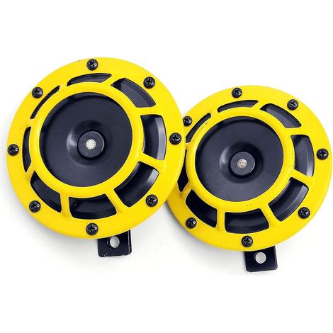 Klaxon électrique double 125 mm 12 V pour voiture, super puissant, tonalités aiguës et graves, avec grille de protection (lot de 2). (1/5)