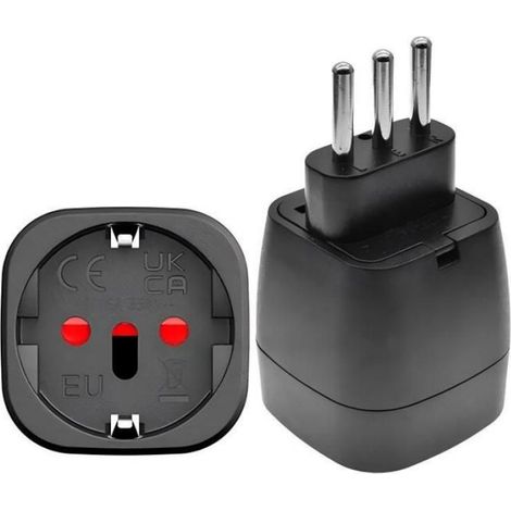 Lot de 2 Adaptateurs de Voyage Italie, EU vers Prise Type L, Compatible Italie et Chili (Noir) (1/5)