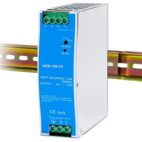 Bloc d'alimentation 120 W 24 V rail DIN - 230 V CA vers 24 V CC avec plusieurs fonctions de protection, industriel NDR-120 W-24 V pour systèmes d'automatisation (1/5)