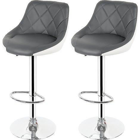 Aqrau  Tabouret Tabouret de bar à dossier en sergé,Avant gris après blanc 2 pcs