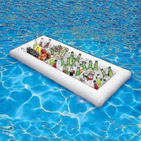 Schwimmendes Pooltablett. Schwimmender Bierhalter aus PVC. Aufblasbares Buffettablett. (1/5)