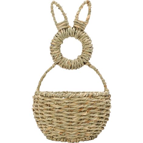 Panier de Pâques en osier tressé, non doublé, à suspendre au mur, décoration printanière pour fleurs et cadeaux. (1/5)