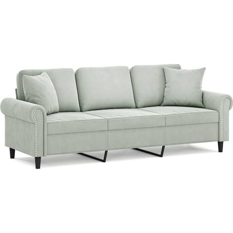 Maison Exclusive - Divano a 3 Posti con Cuscini Grigio Chiaro 180 cm in Velluto