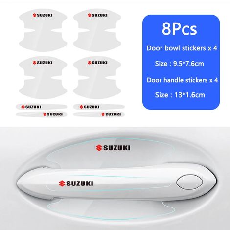 (8 pièces) Film de protection transparent pour poignées de portières de voiture, compatible avec Suzuki Jimny, Samurai, Vitara, Swift, Baleno, SX4, Ignis, Alto et Kaiser. (1/4)