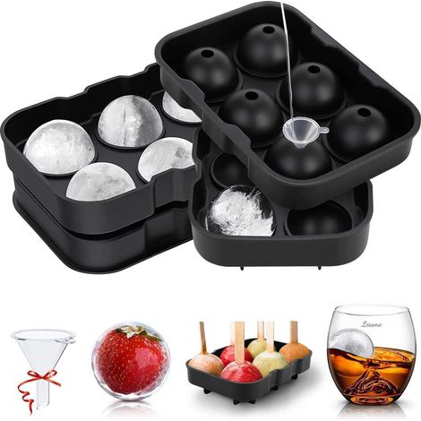 XXL Eiswürfelform Silikon 2er Set mit Deckel & Trichter, BPA-frei (1/5)