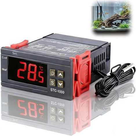 Thermostat STC-1000 für Heizung und Kühlung mit digitaler LED-Anzeige, 110–220 V, digitaler Temperaturregler mit NTC-Sensorsonde für Heizung/Kühlung (1/5)
