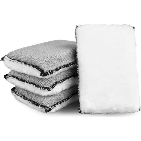 Set di 4 spugne per la pulizia degli interni auto, spugna per la pulizia dell'auto, spugna per il lavaggio dell'auto, tampone abrasivo per interni auto, cuscini, rubinetti - 13 x 9 cm (1/5)