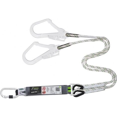 KRATOS SAFETY - Longe fourche tressée 1 m avec absorbeur d'énergie et mousquetons FA 50 101 17 et FA 50 207 55