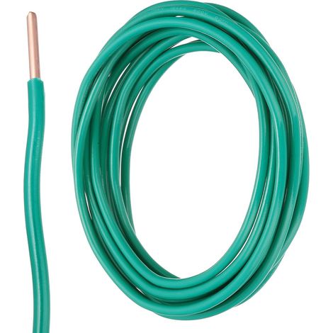 10 Pieds Fil Électrique Isolé Cuivre Solide 14 AWG Câble De Connexion Fil THHN Résidentiel, Industriel, Mise À La Terre, Électrique Classé 600 Volts,Vert (1/5)