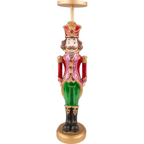Bougeoir Casse-Noisette Chandelier Support de Bougie en Plastique Vert et Rouge 11 x 10 x 42 cm - PANGIVO (1/5)