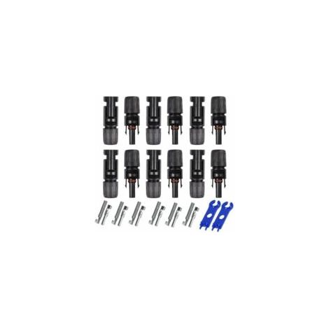 6 pares de conectores MC4 macho/hembra de doble anillo impermeables para cables de paneles solares - Crezuo