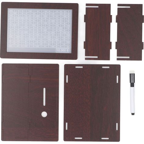 Tirelire en Bois avec Compteur, Coffret Épargne Challenge 10000, Boîte à Monnaie Solide Marron Foncé, Design Élégant et Pratique pour Adultes (1/5)