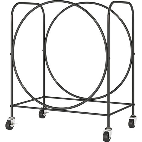 Soporte para Leña avec Ruedas Extérieur Intérieur Métallique Noir 51x30x60 cm