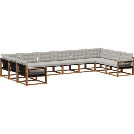 Outdoor Sofa Set with Cushion 10 pcs Natural and Light Grey vidaXL (1/5)