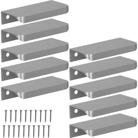 Tiradores modernos para muebles con borde plateado mate, 64/84 mm, juego de 10 unidades. (1/5)