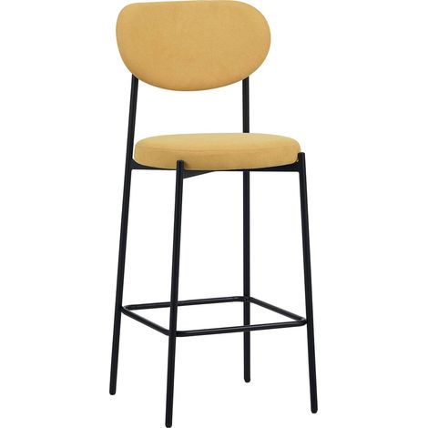 Tabouret de bar design couleur moutarde assise confortable - moutarde chaleureuse assise noire (1/3)